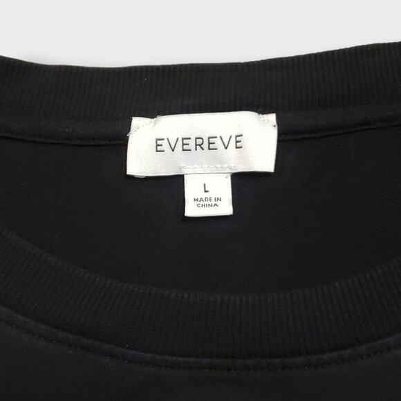 Evereve Sophia Ruffle Sleeve Crewneck Sweatshirt Black Sz Lg Boxy Minimalist - Picture 6 of 11
